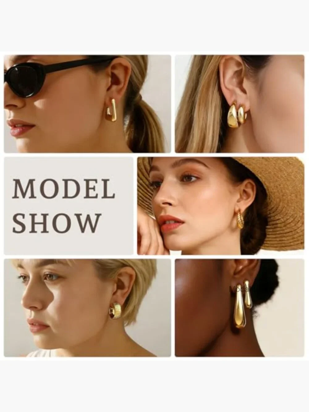 30 Pairs Chunky Gold Hoop Earrings Set - Lightweight Hypoallergenic 14K Gold_4